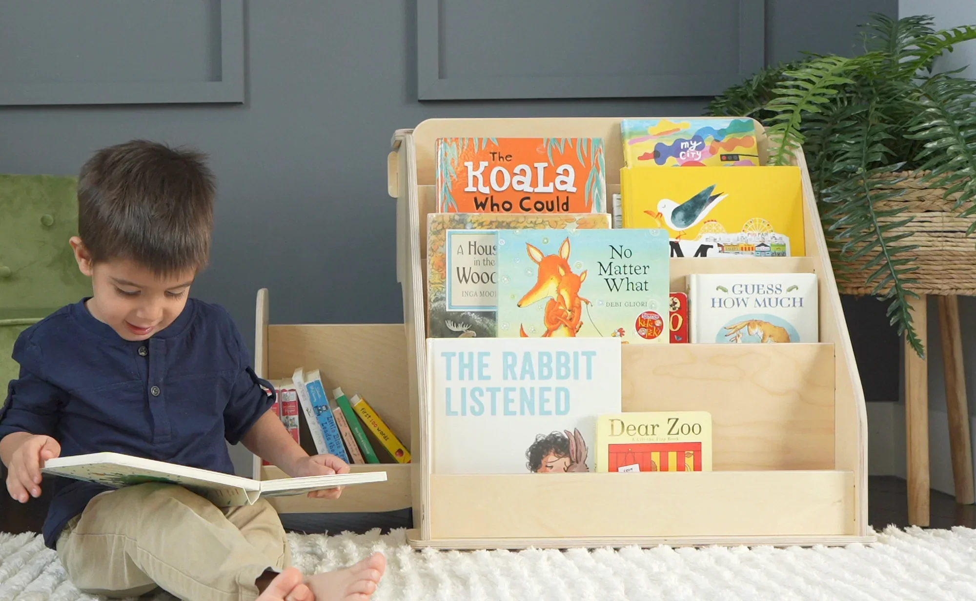 Children's Bookcase - Montessori Front Bookcase with Side Storage