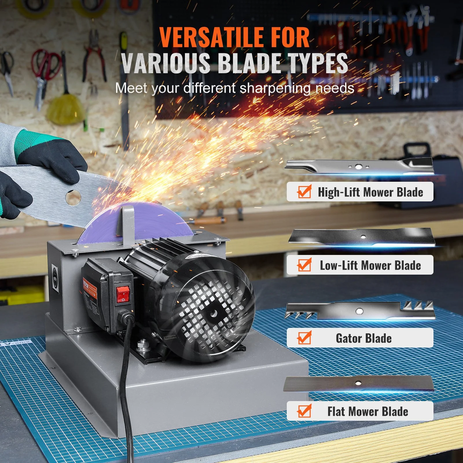 Lawnmower Blade Sharpener 1 HP 750W with 9