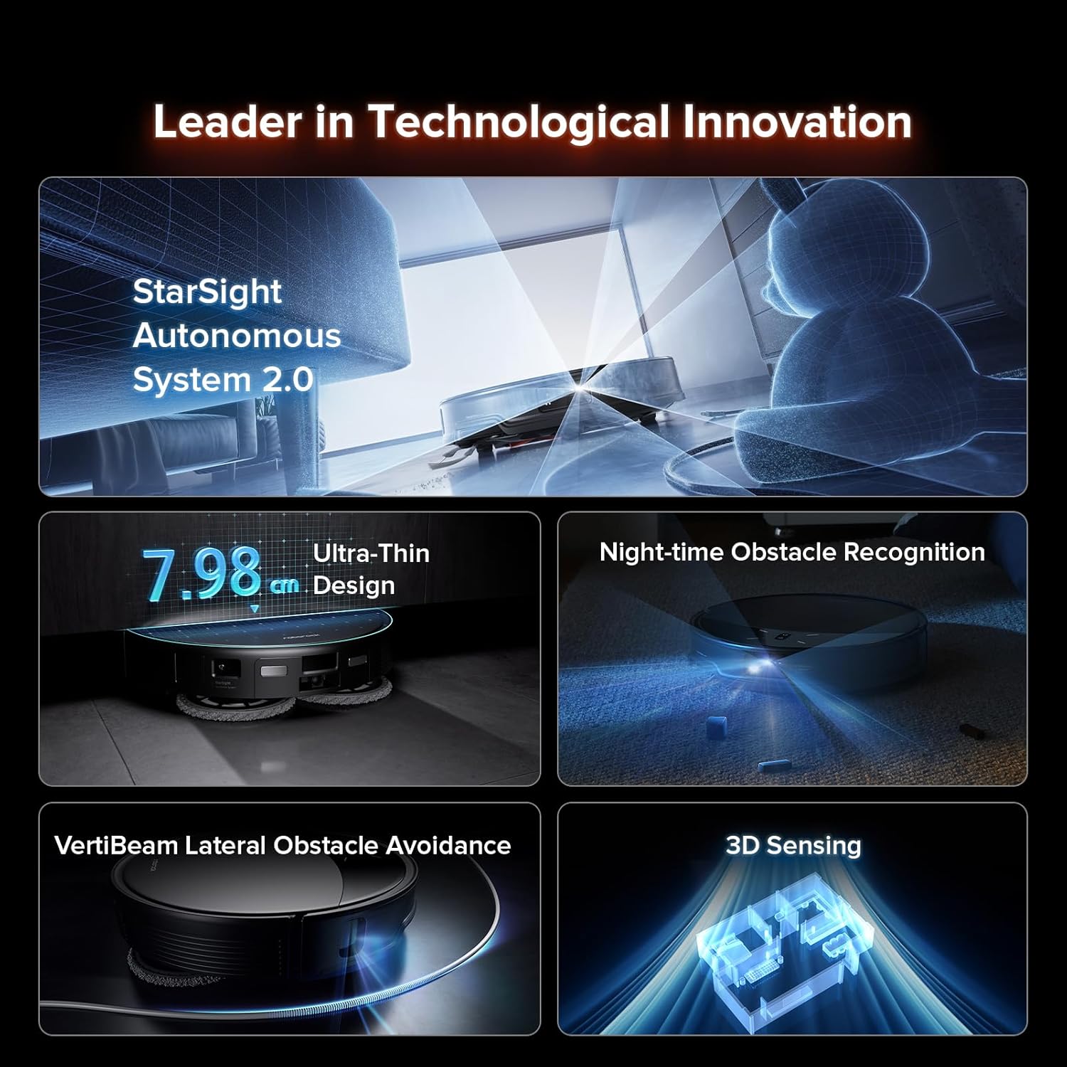 10R Robot Vacuum and Mop, Powerful Suction, Zero-Tangling, 3.14’’ Ultra Slim, FlexiArm Riser Technology for Carpet & Floor, Corner & Edge Cleaning, Self-Emptying, Hot Air Drying, Black