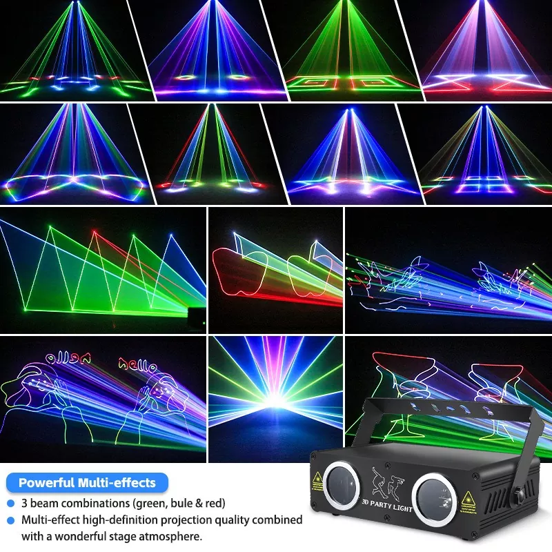 2025 New Dual Projection Full Color 3D Animation Laser Light-A28