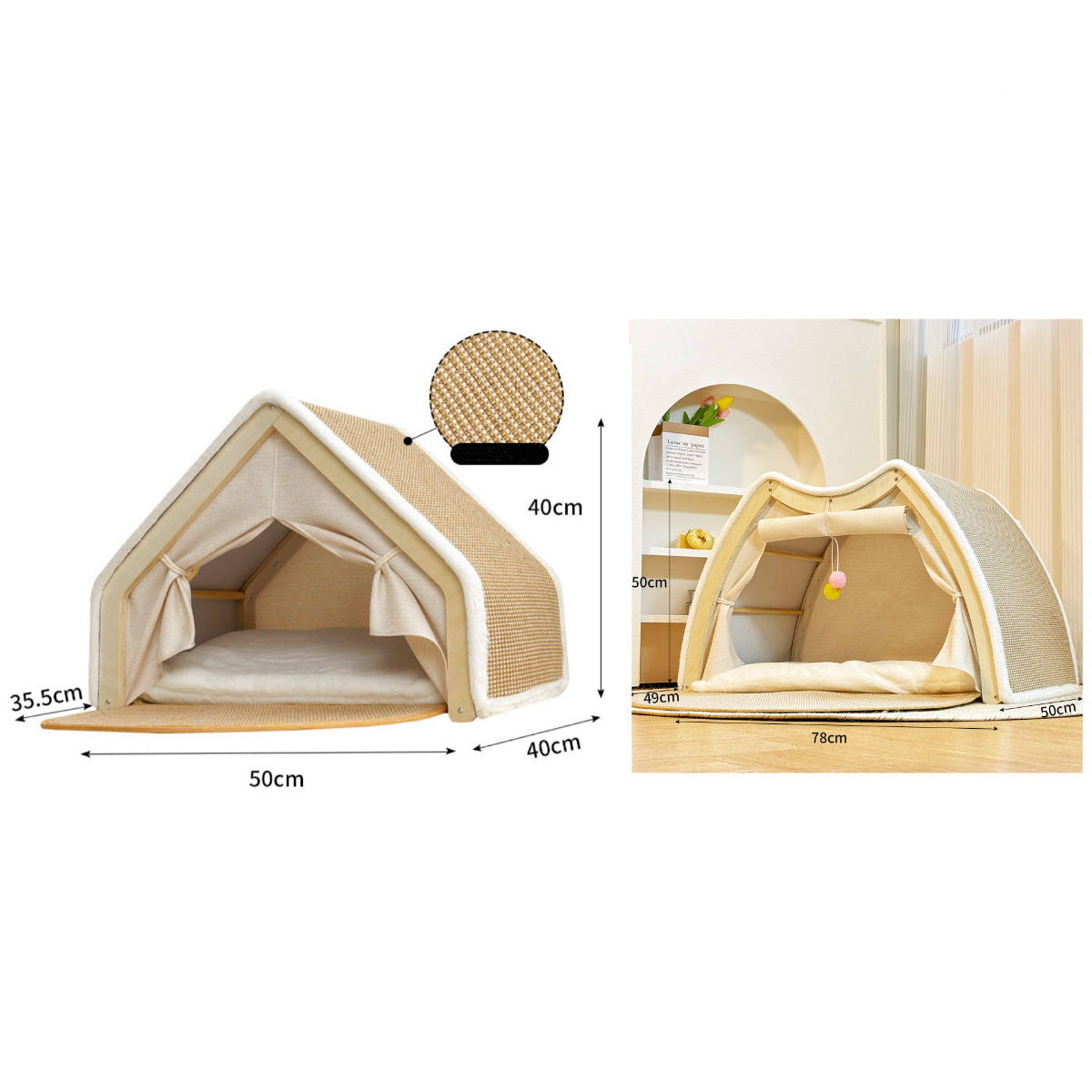 Cat House, Cat Scratchers with Sisal Scratching Board