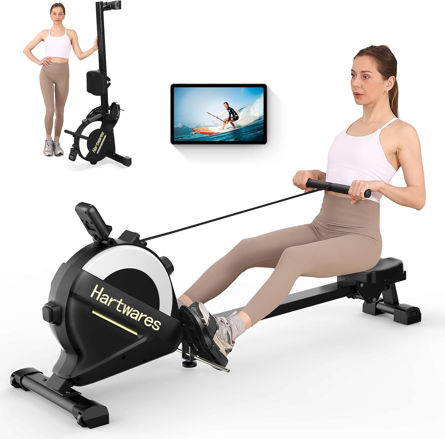 Rowing Machines for Home,Magnetic Rowing Machine with 77lbs High Resistance Rowing Machine,16 Levels of Quiet Resistance,Rower Machine for Home Row Machine,App Compatible,LCD Monitor