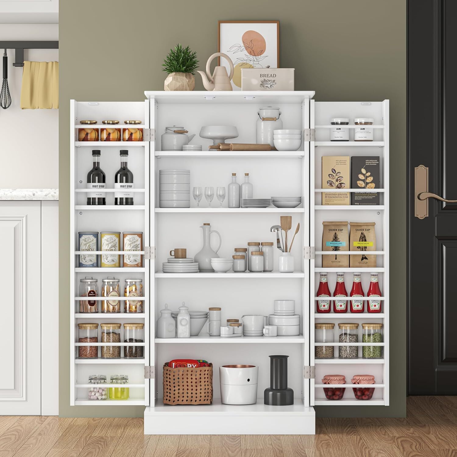 🔥HOT SALE🔥 47” Kitchen Pantry Cabinet with LED