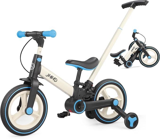 6-in-1 Toddler Bike & Stroller | Foldable Push Bike w/Training Wheels