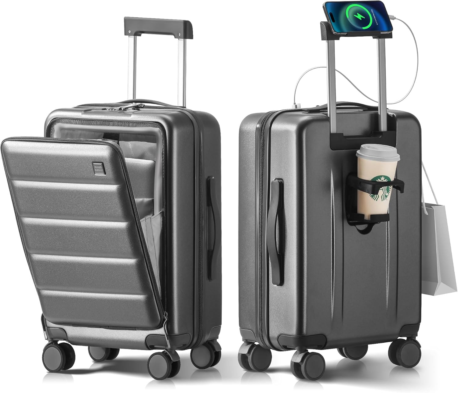 20 IN Carry On Luggage 22x14x9 Airline Approved - Front Pocket Hardside Travel Suitcase Unbreakable