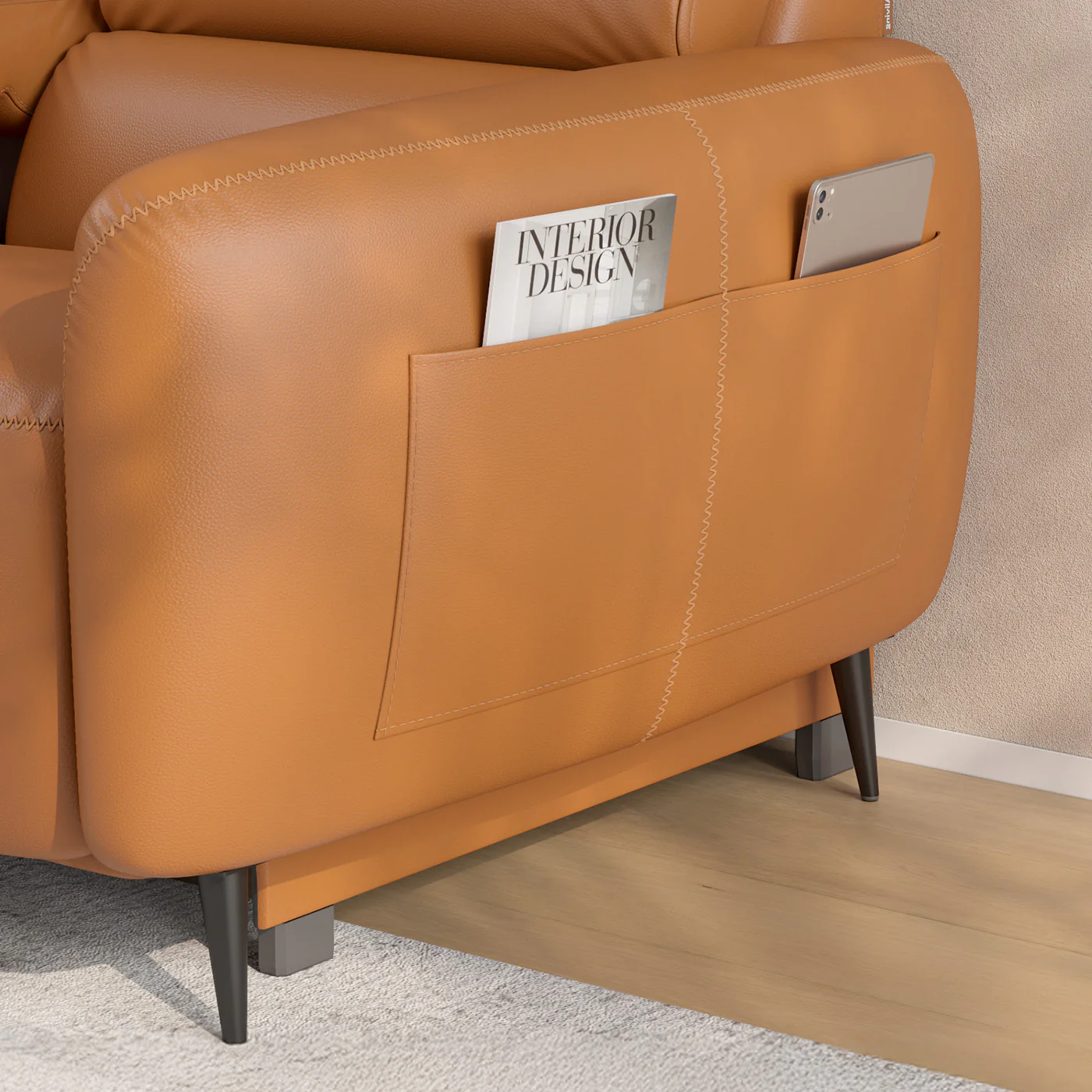 Modern Reclining Sofa with Storage
