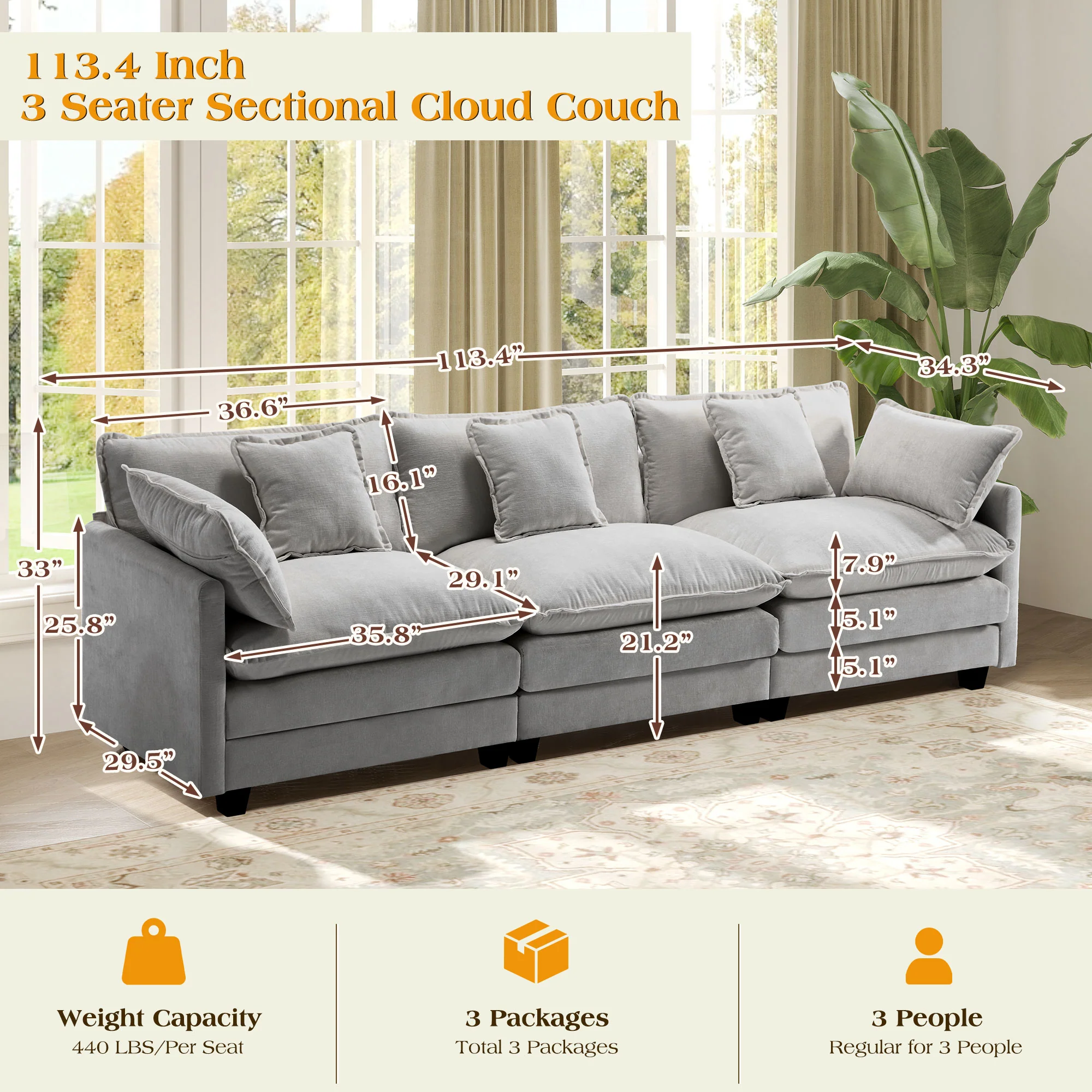 Luxury Thickened Cushion Modular Sofa