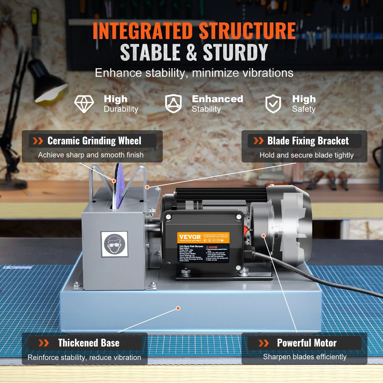 Lawnmower Blade Sharpener 1 HP 750W with 9
