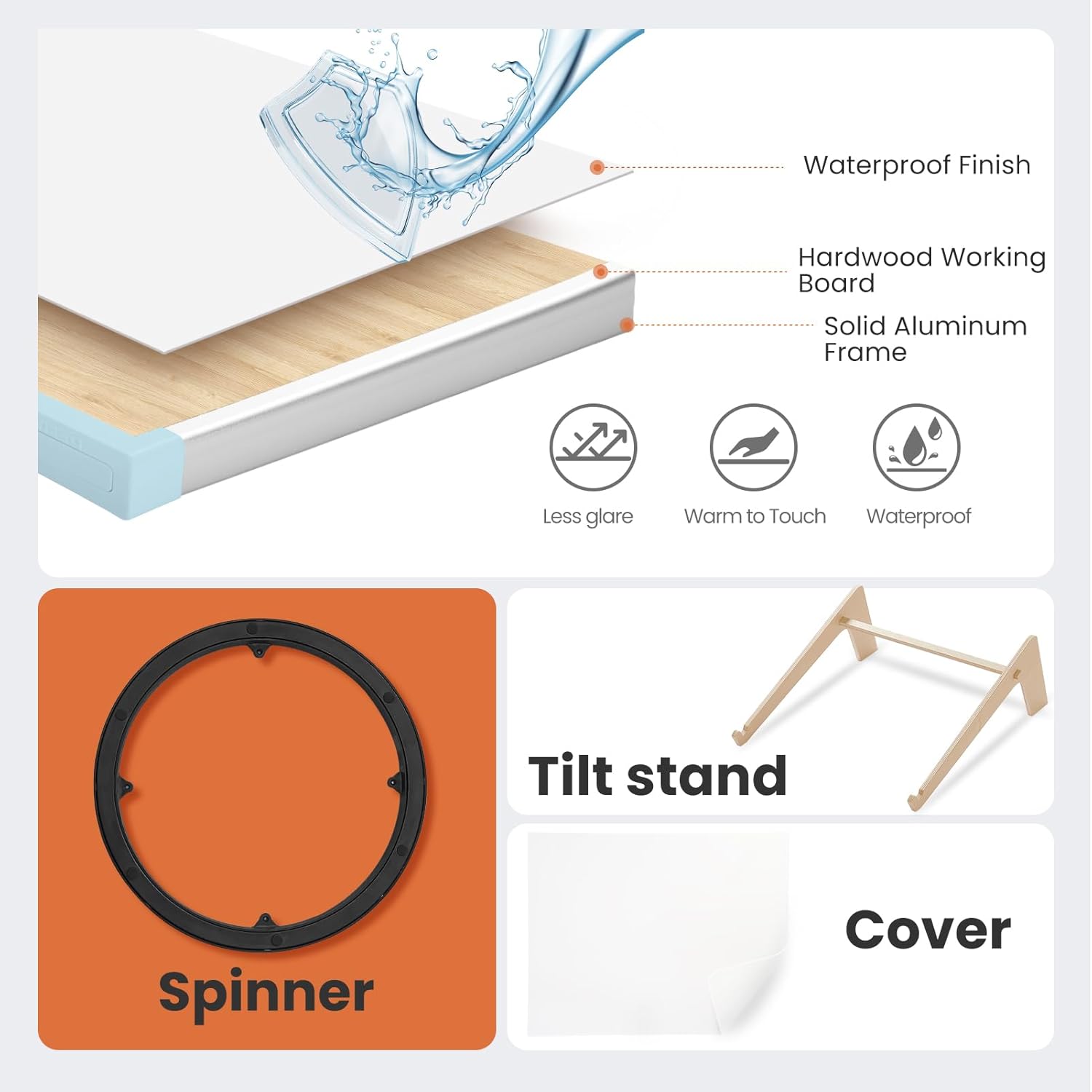 Rotating Puzzle Board with Drawers and Cover,Tilt&Lazy Susan