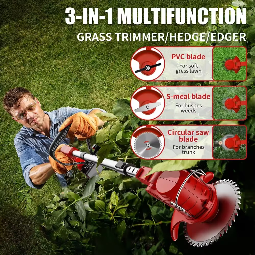 Battery Weed Wacker Cordless Weed Trimmer  & 3 Cutting Blade Types