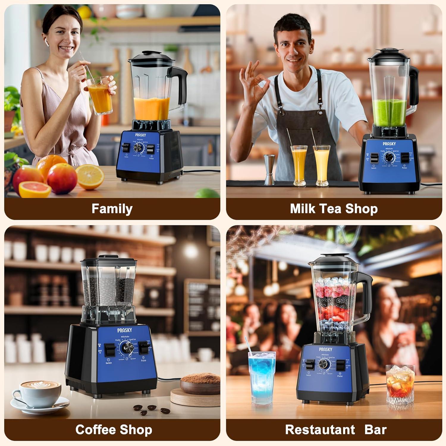 Professional Blender,Smoothies Blenders, Max.2400Watts/1000Watts Blender and Grinder Combo 25000RPM Powerful Kitchen 68oz BPA Free 2 Containers Countertop Blenders Ice Crushing, Juice