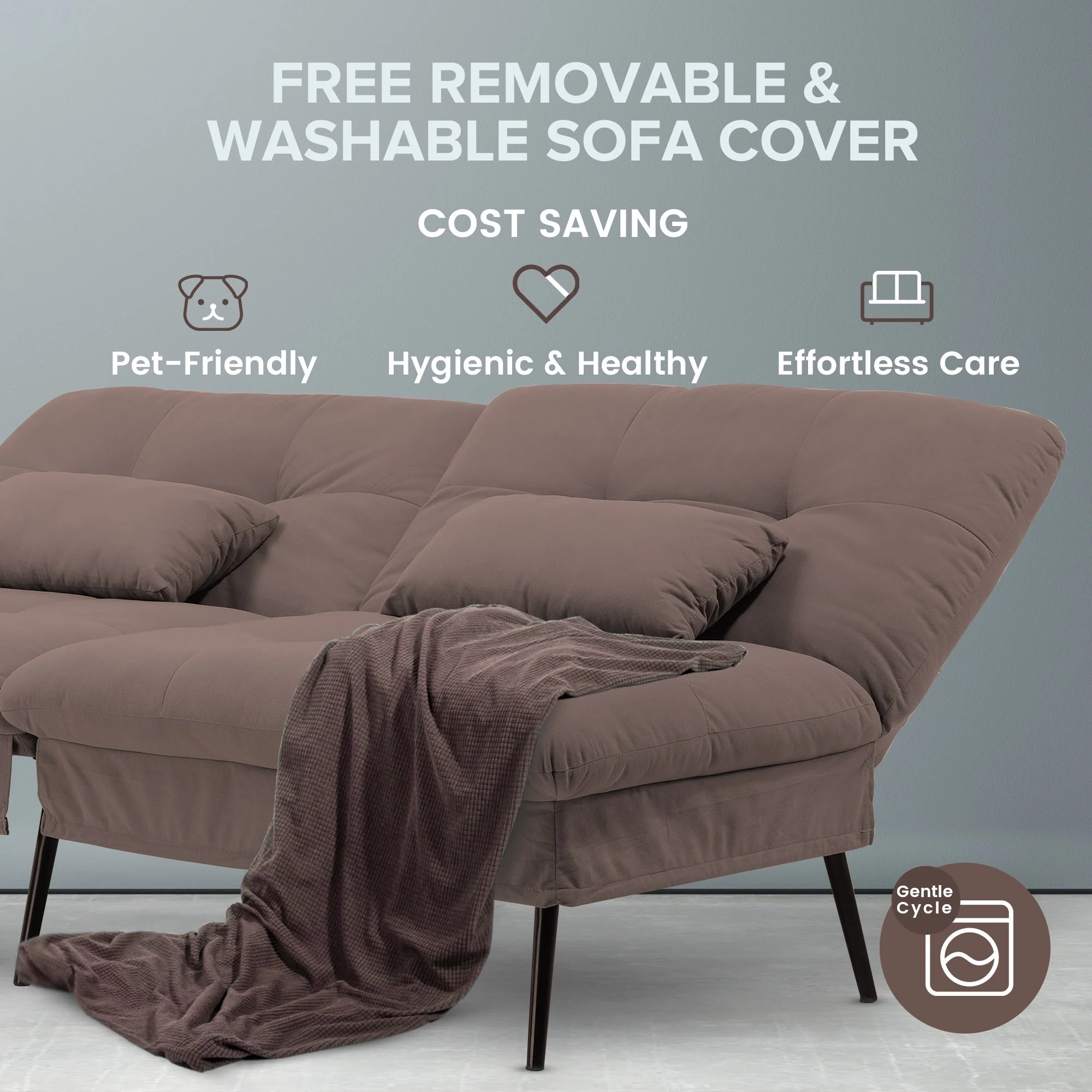 COMHOMA Convertible Ultra-comfortable Futon Sofa Bed with Adjustable Backrest B001