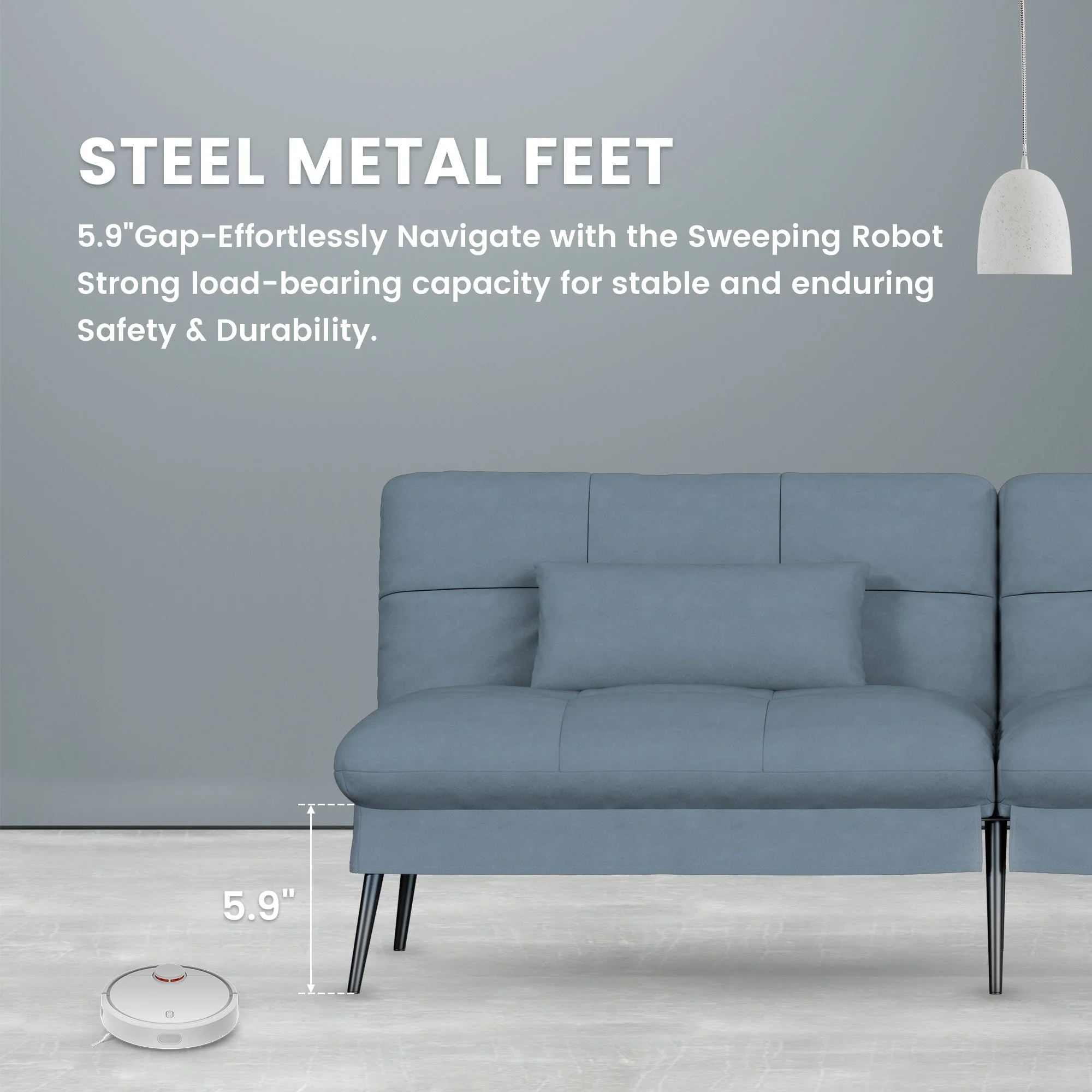 COMHOMA Convertible Ultra-comfortable Futon Sofa Bed with Adjustable Backrest B001