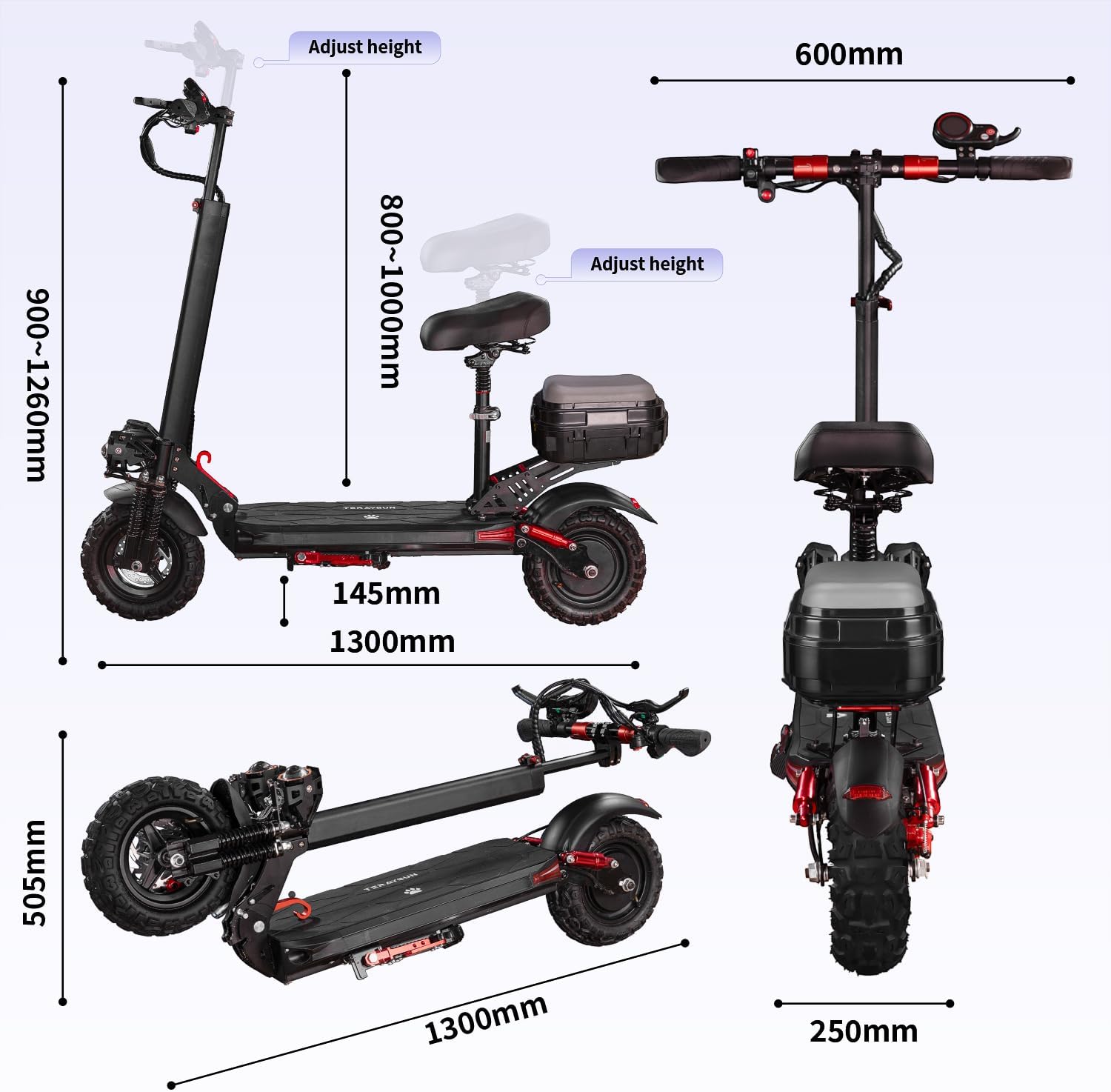 1200W Electric Scooter, with APP, 1200W 48V 13A/18A, 34 /37Miles Range, 34mph, Commuter Electric Scooter with Seat, 440lbs Max Load