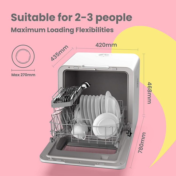 Mini Dishwasher | Compact Table Top Dishwasher with 3 Place Settings, 7 Programmes, Touch Control, LED Display, Delay Start and Off-peak Wash Function🔥Hot Sale🔥