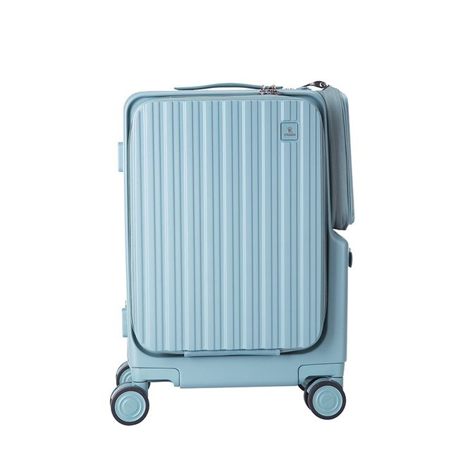 Front opening aluminum frame zipper luggage trolley case