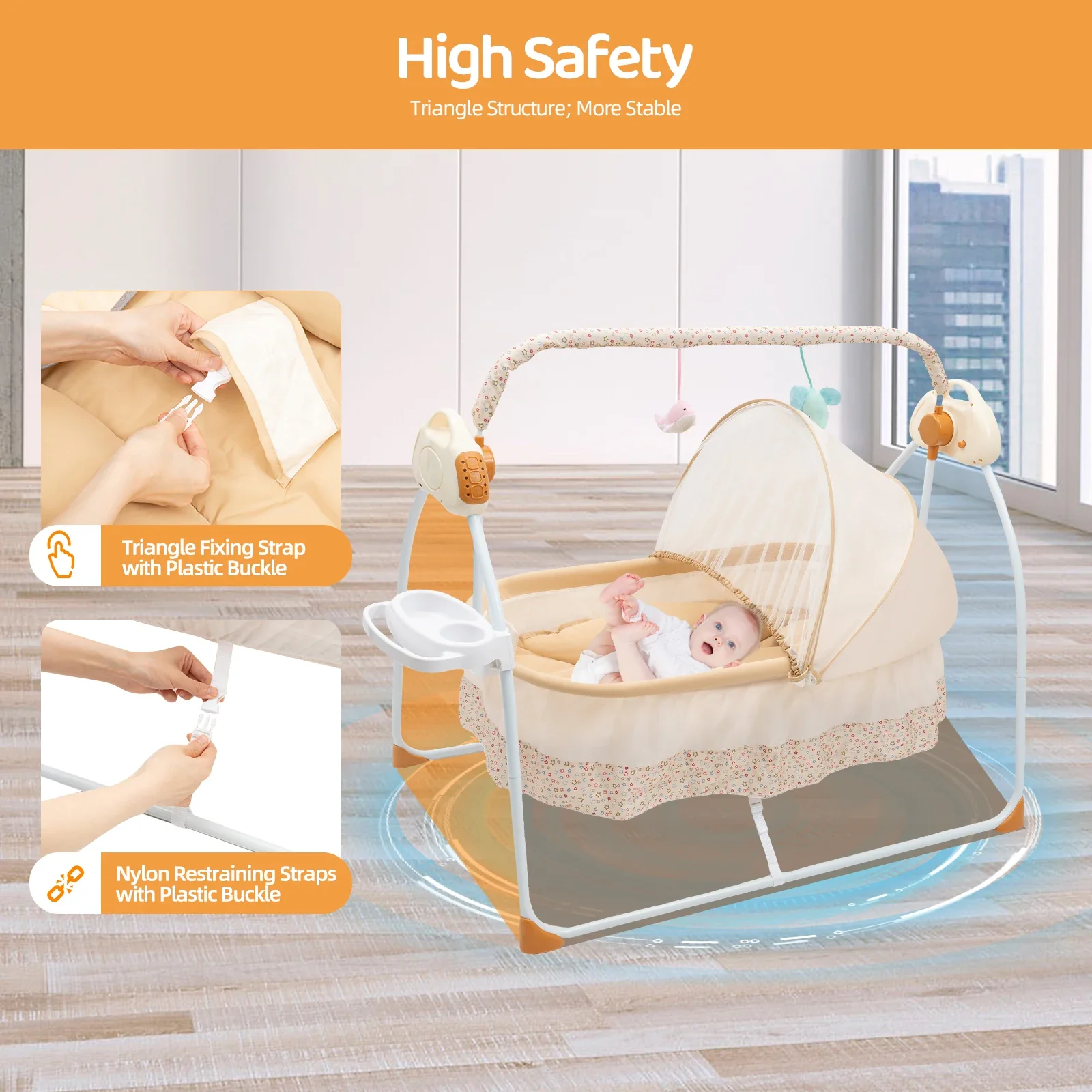 🍼Foldable Electric Baby Cradle with Music & Motion