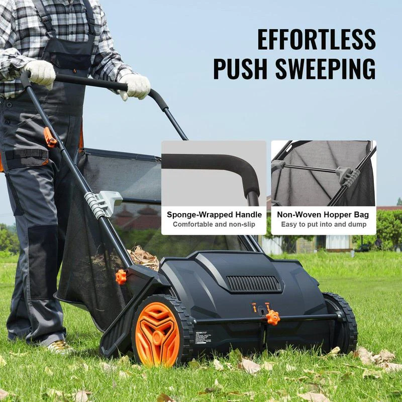 21-Inch Push Lawn Sweeper with 3.5 cu ft Collection Bag
