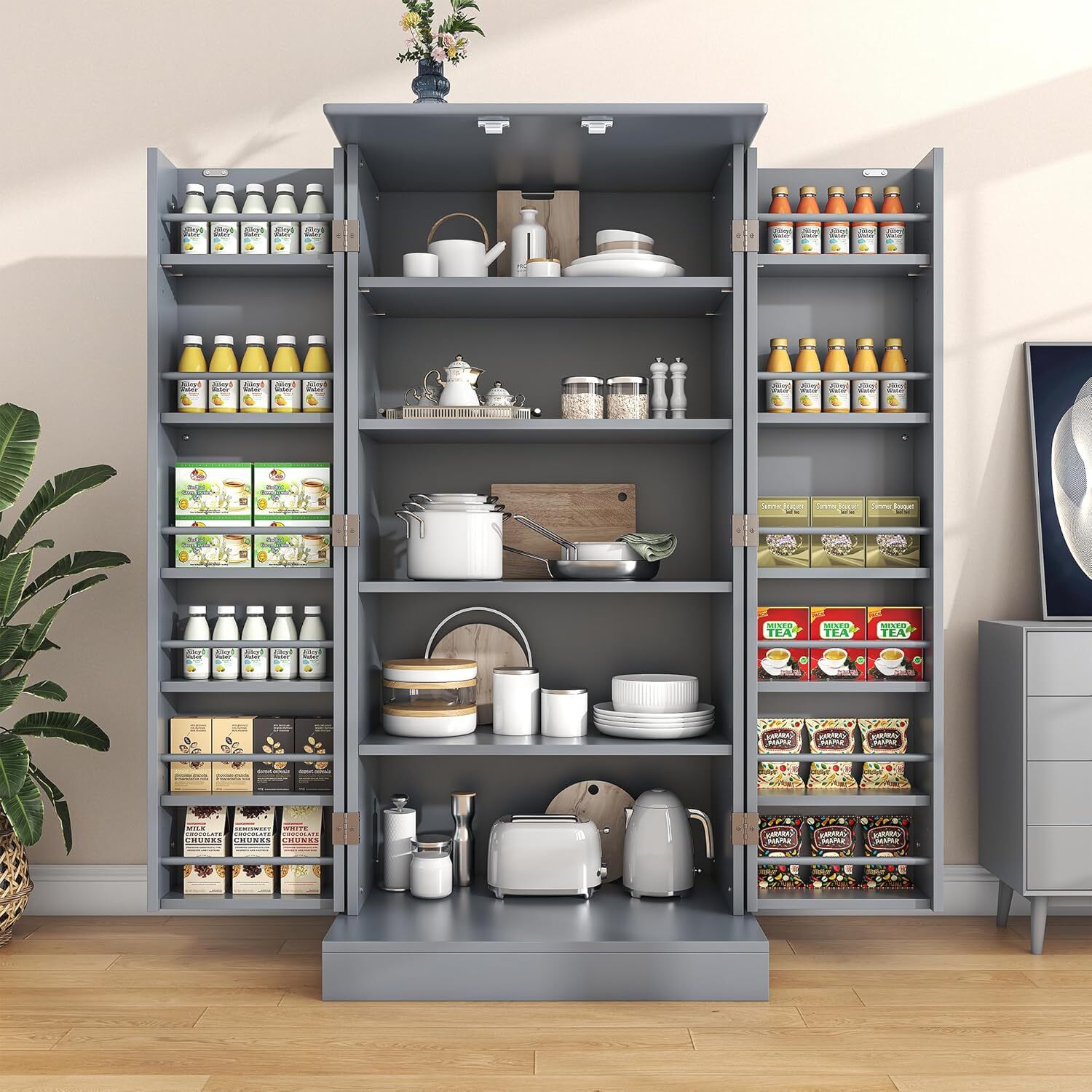 🔥HOT SALE🔥 47” Kitchen Pantry Cabinet with LED